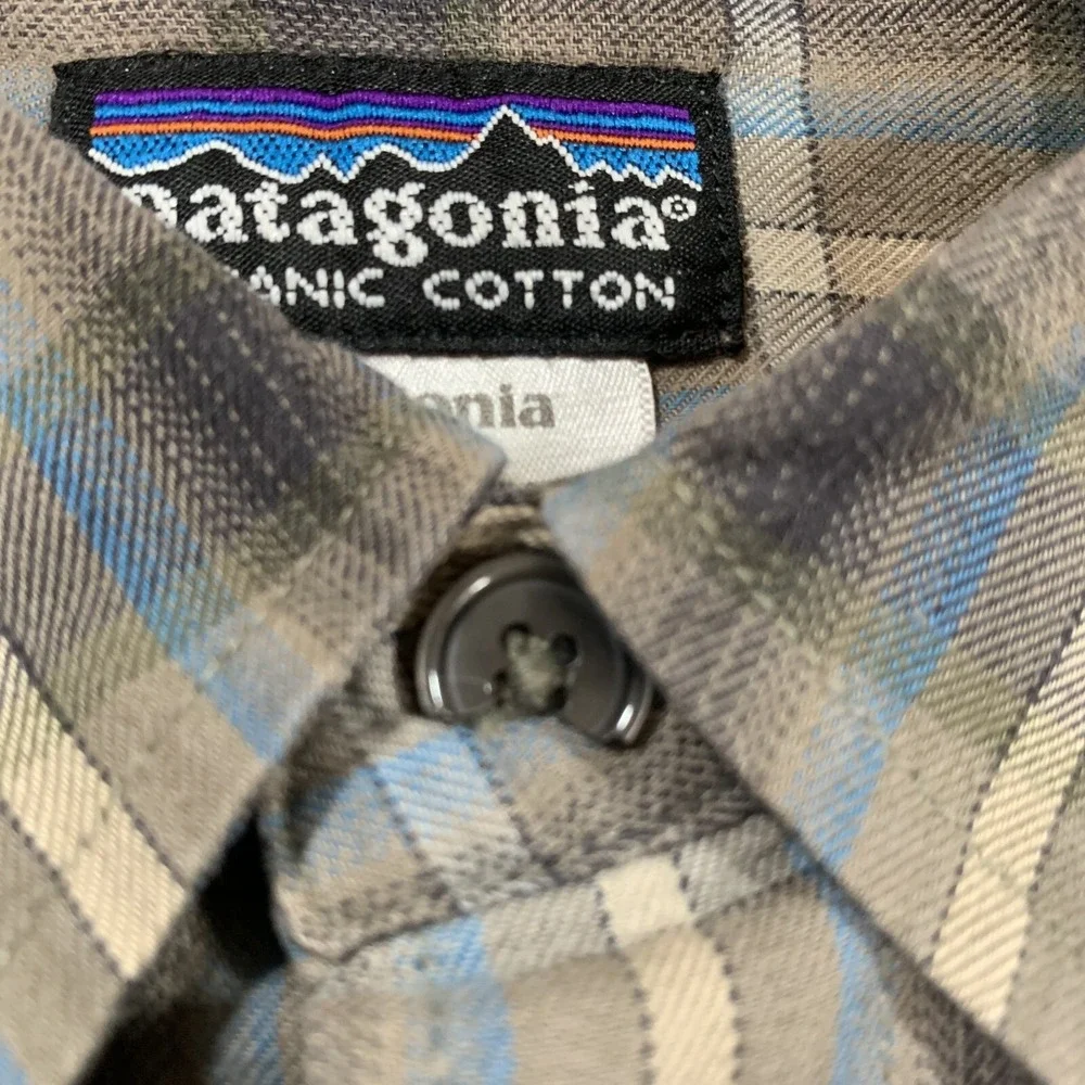 Patagonia Flannel Shirt Mens Medium Organic Cotton Brown Button Up Outdoor